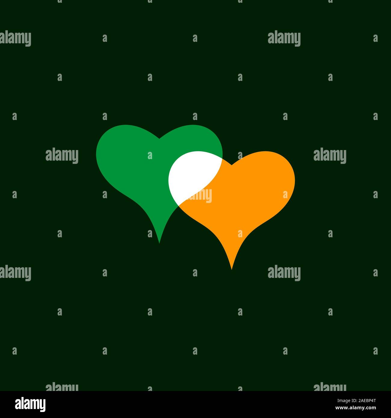 Icona cuore isolato su sfondo scuro. Romantica Icona cuore verde e giallo. Simbolo d'amore. Felice il giorno di San Valentino di nozze e gli elementi di design. Semplice v Illustrazione Vettoriale