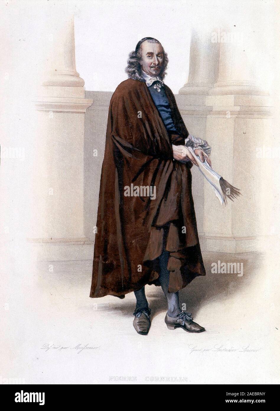Portrait de Pierre Corneille, auteur dramatique francais (1606-1684) - in 'Le Plutarque francais" Ed. Mennechet, 1844 - 1847 Foto Stock