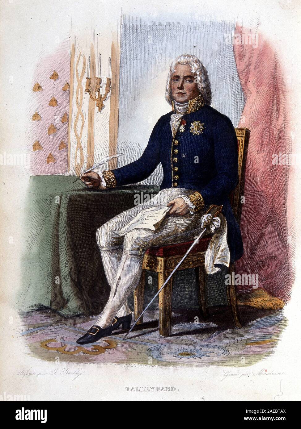 Charles Maurice de Talleyrand Perigord (1754-1838), homme politique francais. - In 'Le Plutarque francais" Ed. Mennechet, Parigi, 1844 - 1847 Foto Stock