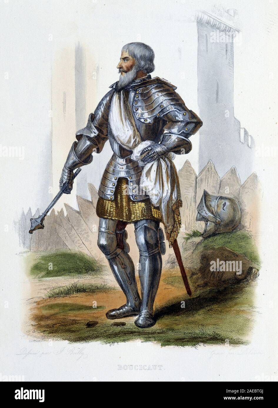 Jean II Le Meingre (Le Maingre) (1364-1421), surnomme 'Boucicaut', Marechal de France. - In 'Le Plutarque francais" Ed. Mennechet, 1844 - 1847 Foto Stock