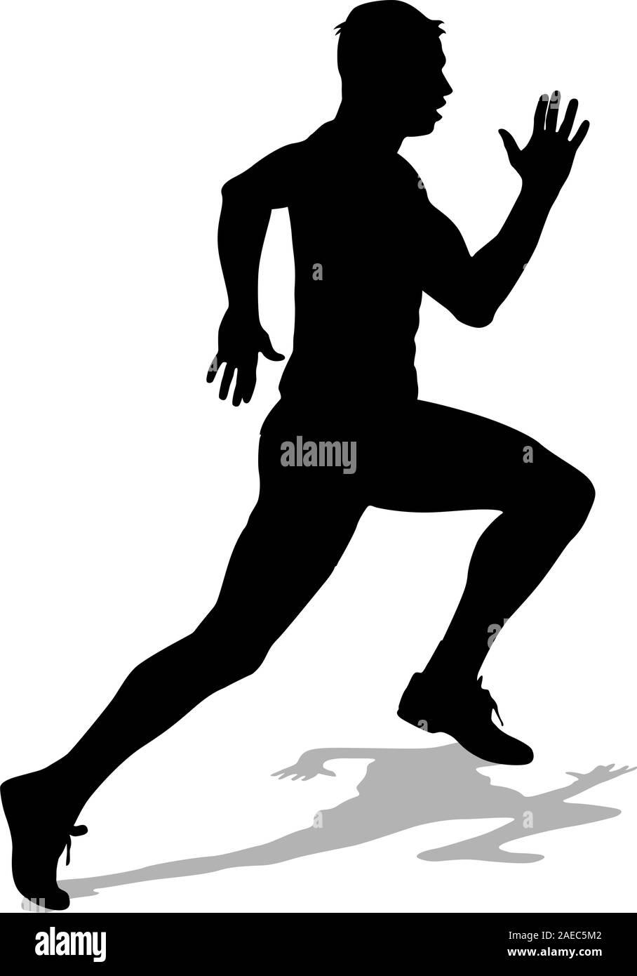 Atleta sulla gara di corsa, sagome. Illustrazione Vettoriale. Illustrazione Vettoriale