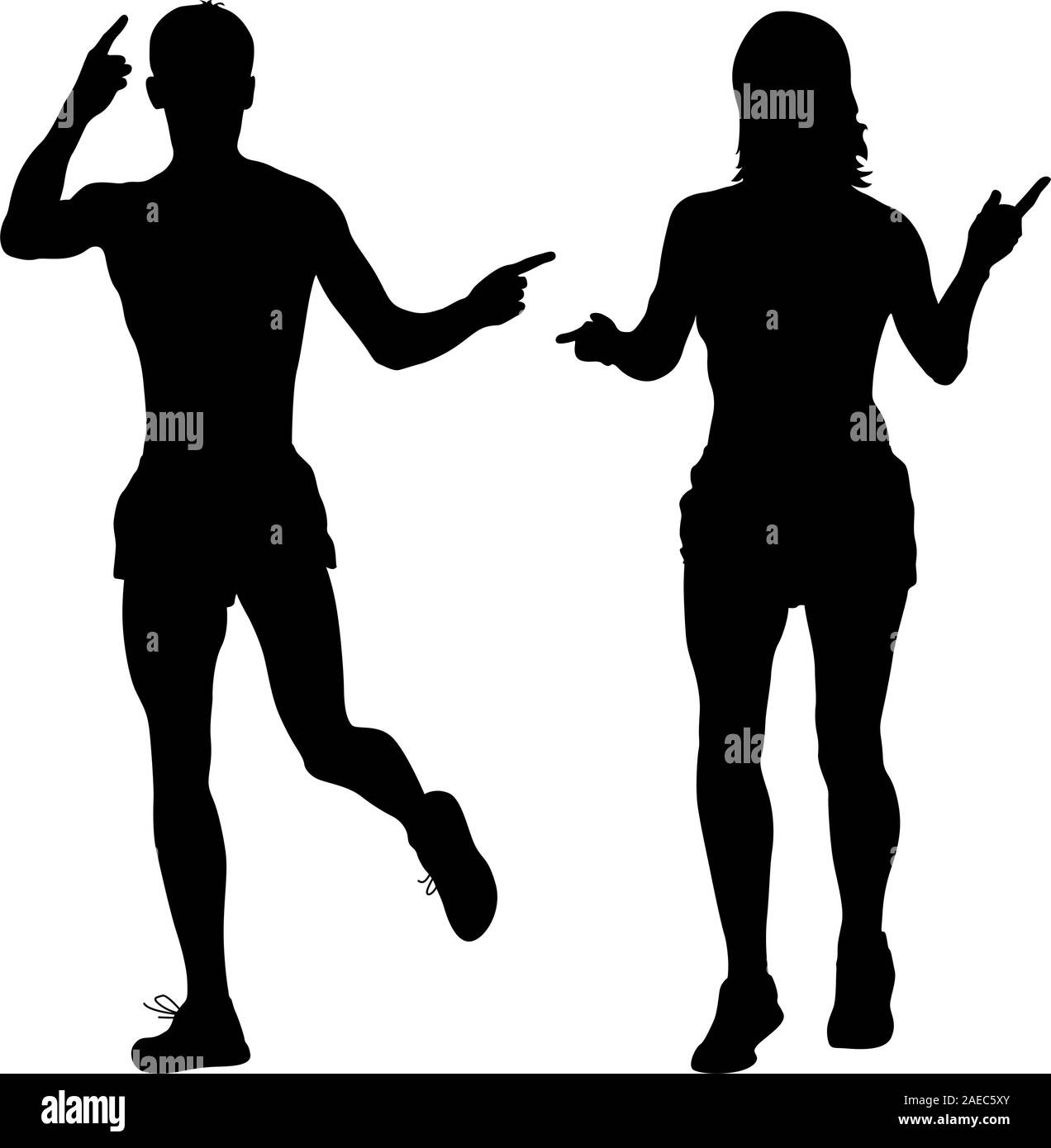 Set di sagome. Guide su sprint maschile e femminile. Illustrazione Vettoriale. Illustrazione Vettoriale