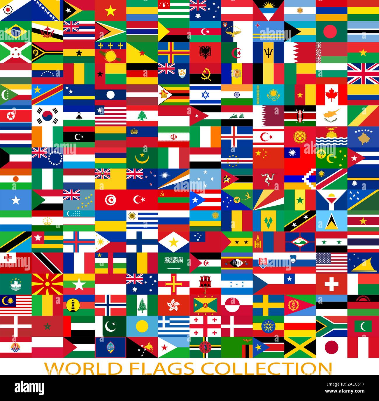 Bandiere del mondo e la mappa su sfondo bianco. Illustrazione