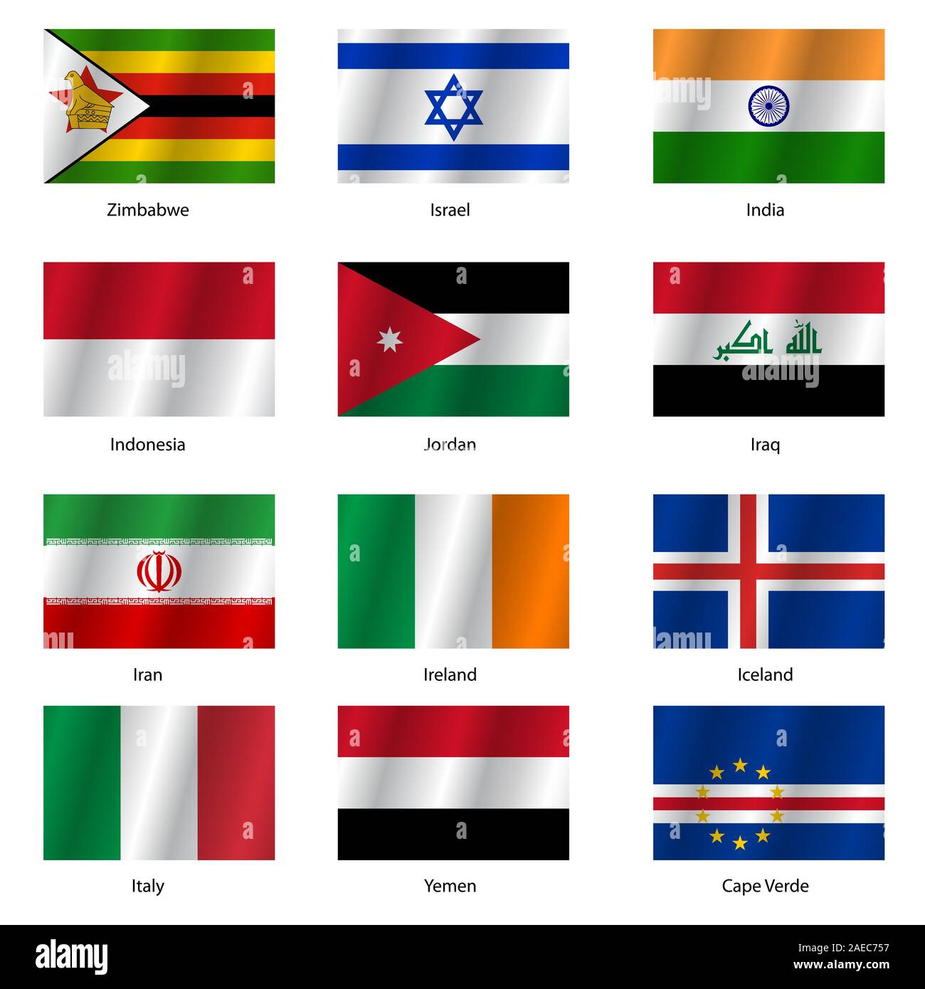 Impostare i flag del mondo Stati sovrani. Illustrazione Vettoriale. Impostare il numero 6. Colori esatti. Semplici modifiche. Illustrazione Vettoriale