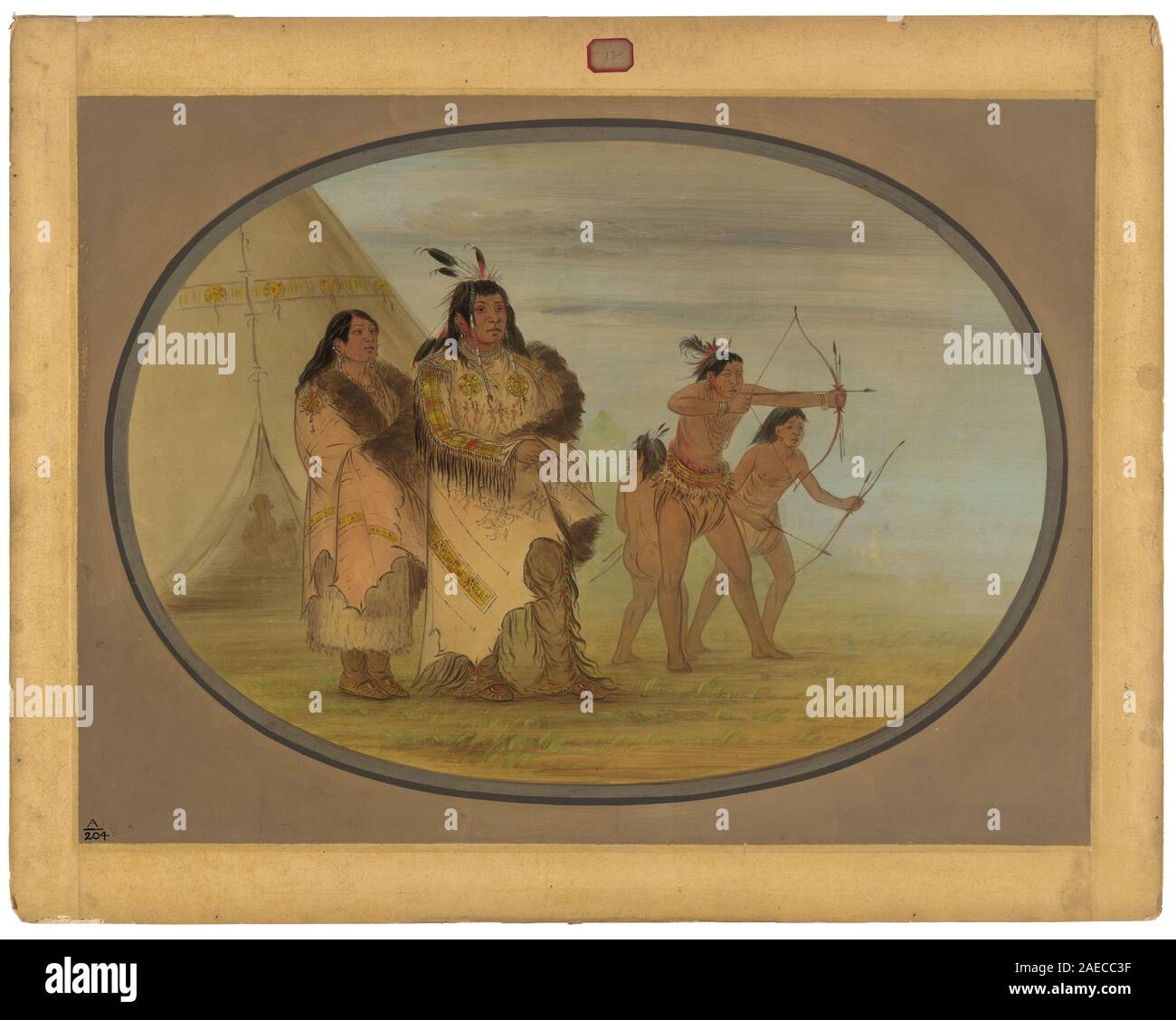 Questo dipinto di George Catlin, creato tra il 1861 e il 1869, raffigura gli indiani Ojibbeway. Enfatizza la cultura dei nativi americani, le figure umane, l'organizzazione sociale e le tecniche di pittura etnografica americana della metà del XIX secolo. Foto Stock