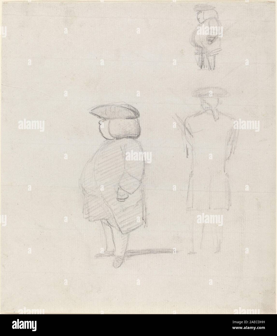 Questi studi di figura di George Dance II raffigurano pose umane, anatomia e gesti. I disegni enfatizzano proporzioni, postura, movimento e composizione, riflettendo la pratica accademica britannica del XVIII secolo. Foto Stock