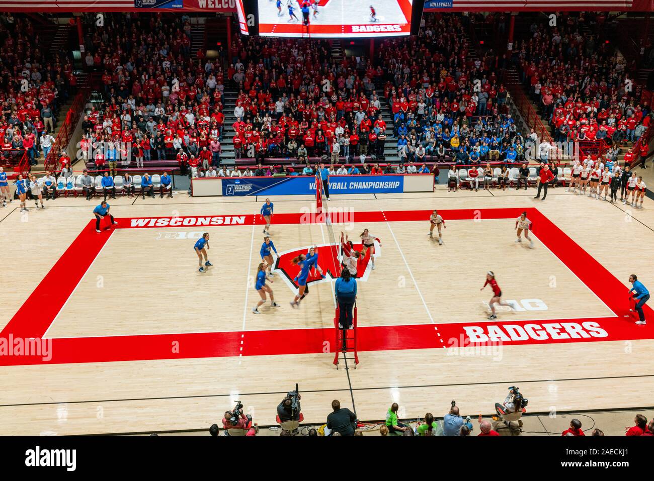 La University of WisconsinMadison femminile di pallavolo team gioca il
