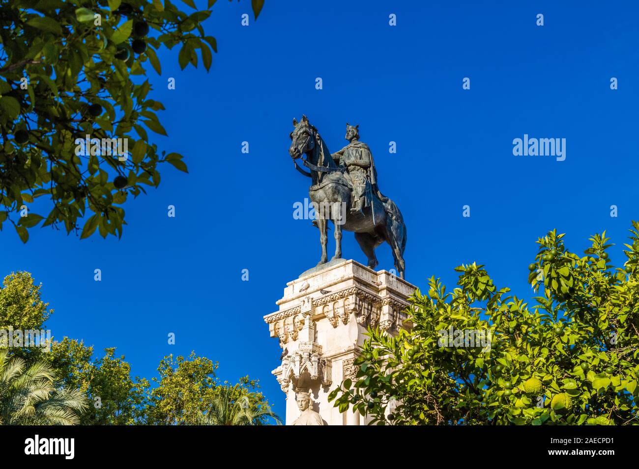 Christopher Columbus Monument nei Jardines de giardini Murillo a Siviglia, in Andalusia, Spagna, Europa. Foto Stock