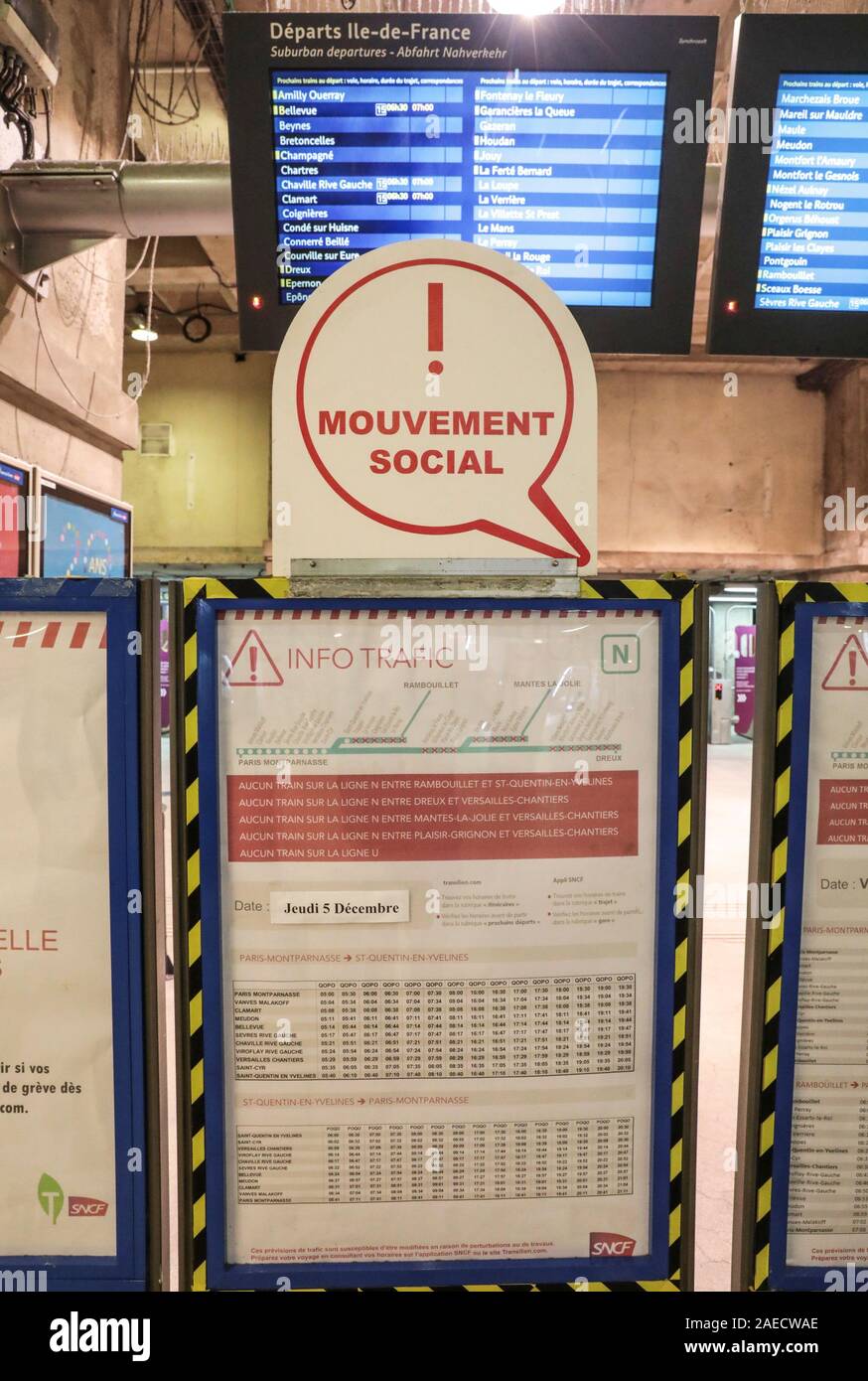 La stazione di Montparnasse in sciopero, Parigi Foto Stock