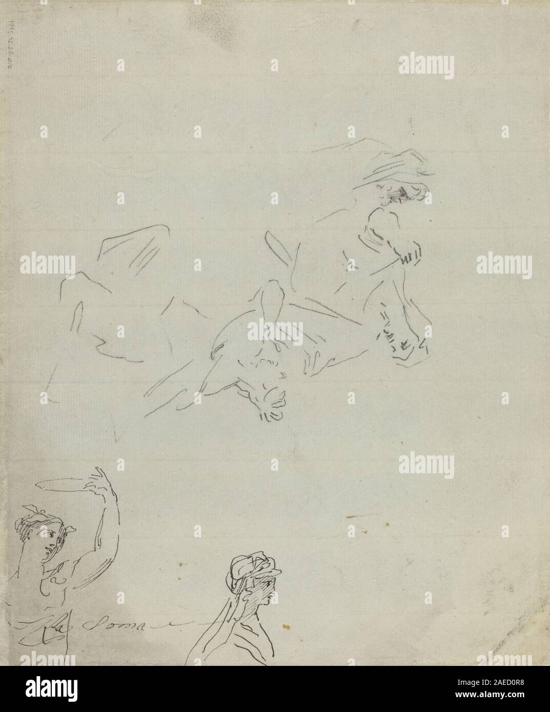 Questi studi di figure di Giovanni Battista Cipriani descrivono varie pose umane, anatomia, gesti e proporzioni, dimostrando tecniche di disegno accademico italiano del XVIII secolo. Foto Stock