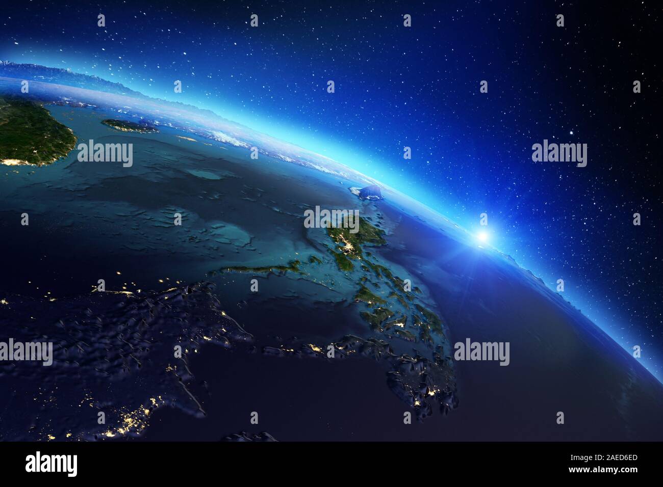 Il Pianeta Terra dallo spazio. Gli elementi di questa immagine fornita dalla NASA. Il rendering 3D Foto Stock