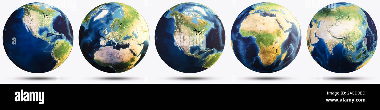 Il pianeta terra bianca set isolato. Gli elementi di questa immagine fornita dalla NASA. Il rendering 3D Foto Stock