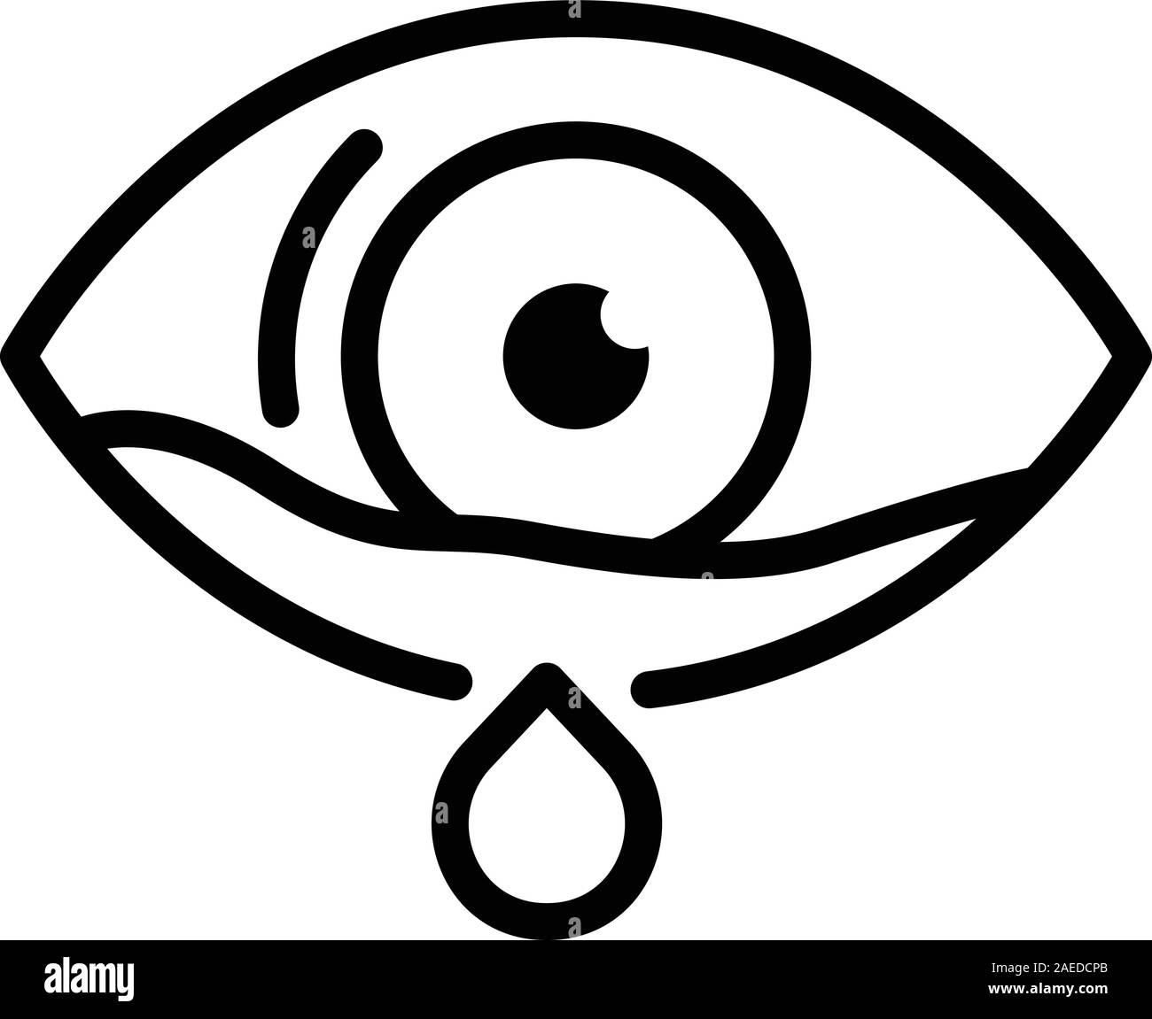 Il pianto icona occhio, stile contorno Illustrazione Vettoriale
