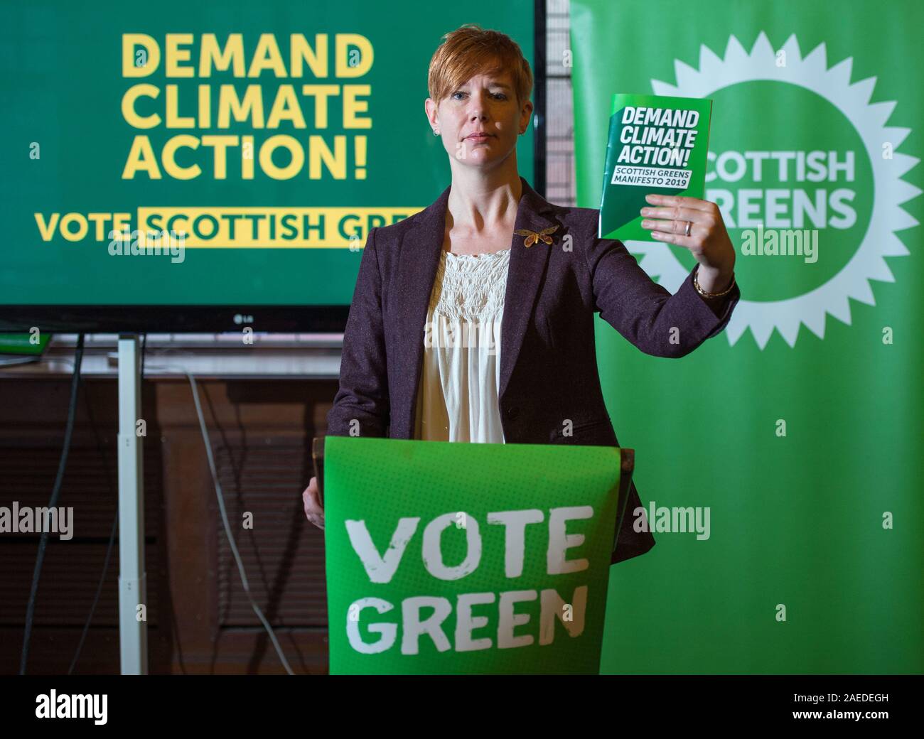 Glasgow, Regno Unito. Il 25 novembre 2019. Nella foto: Claire Miller - Scottish Partito Verde candidato per est di Edimburgo. Credito: Colin Fisher/Alamy Live News. Foto Stock