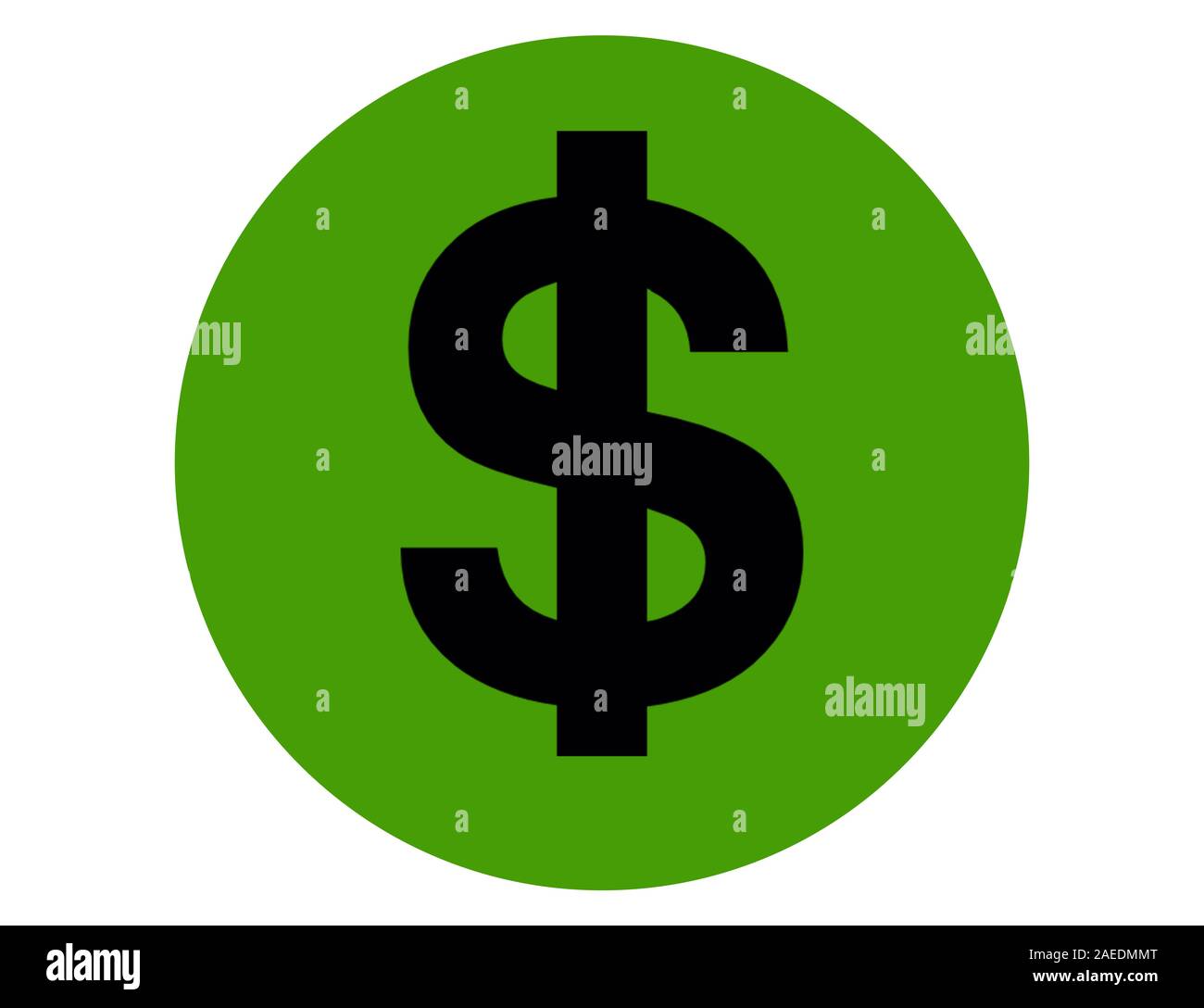 Il simbolo del dollaro sul verde e Sfondo bianco Foto Stock