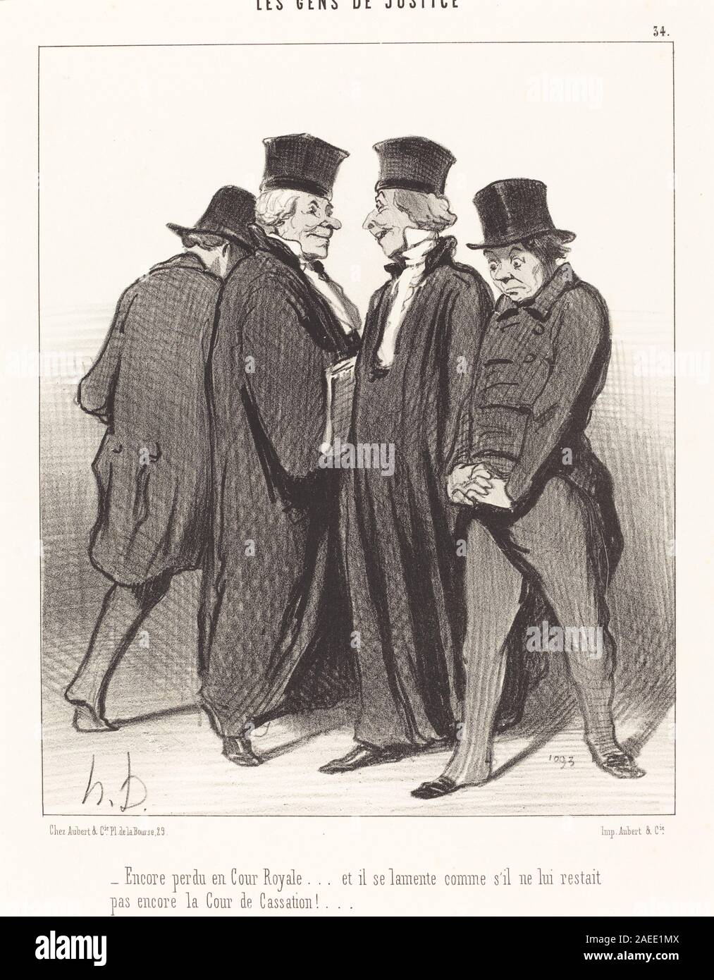 Honoré Daumier, Encore perdu en cour Royale et il se lamente, 1848 Encore perdu en cour Royale... et il se lamente...; 1848data Foto Stock