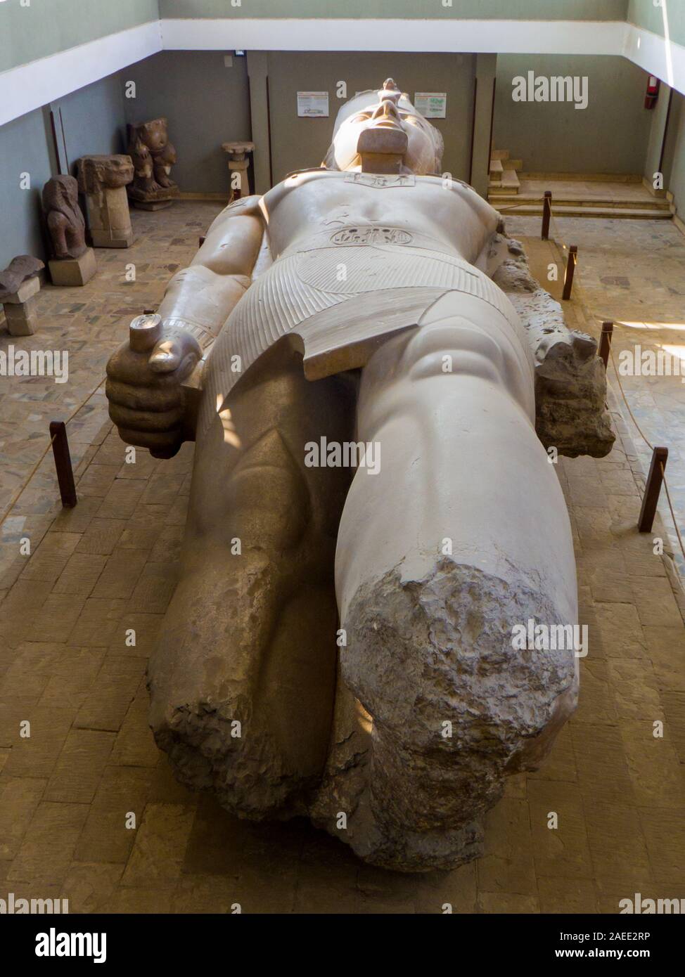 Gigantesca Statua di Ramesse II, Mit Rahina Museum di Memphis, Il Cairo, Egitto Foto Stock