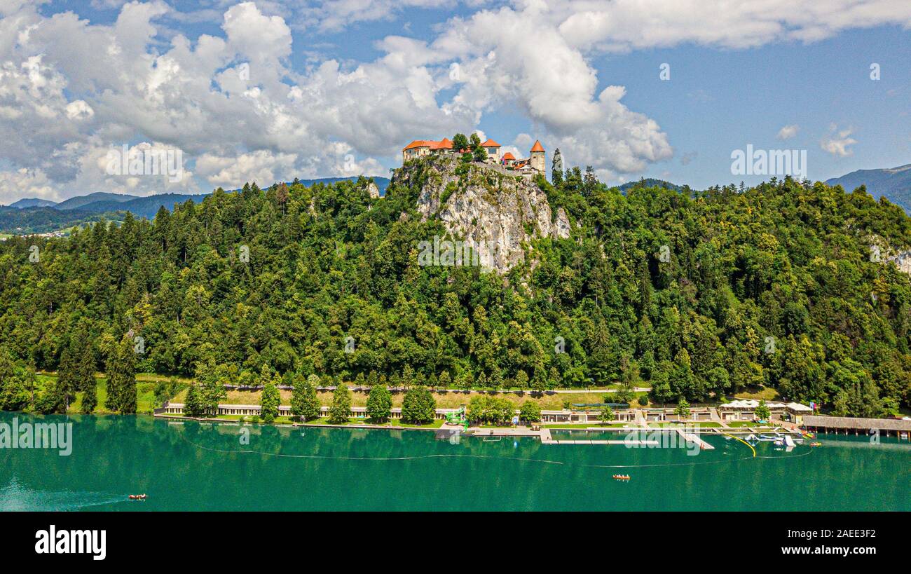 Il castello di Bled o Blejski grad, Bled, Slovenia Foto Stock
