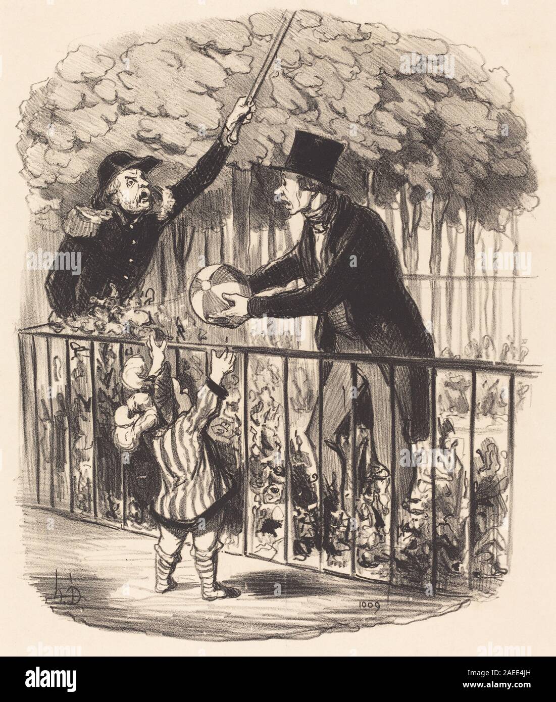 Mais puisque j'vous dis que c'est son ballon, 1847 di Honoré Daumier, raffigura figure in discussione su una palla. L'opera enfatizza i gesti, l'espressione, la postura e l'interazione sociale nella Francia del XIX secolo. Foto Stock