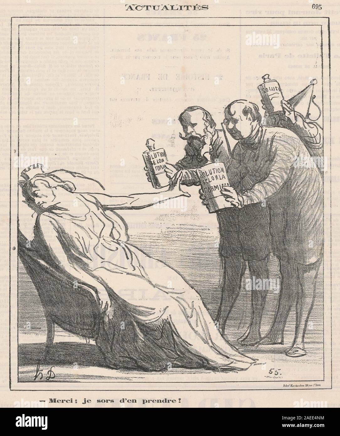 Honoré Daumier, Merci, je sors d'en prendre, secolo XIX Merci, je sors d'en prendre; xix secolo Foto Stock