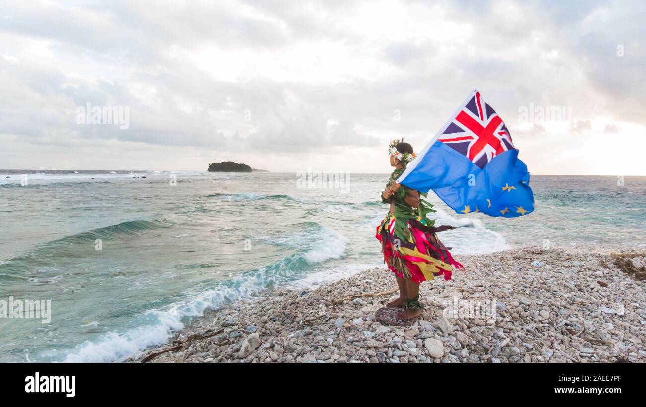 Tuvalu isola conosciuta come la linea del fronte del cambiamento climatico Foto Stock