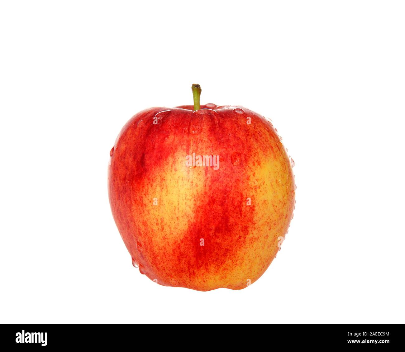 Una intera le mele gala isolato su bianco. Gala è un propagate clonalmente cultivar di apple con un clima temperato e dolce sapore. Foto Stock