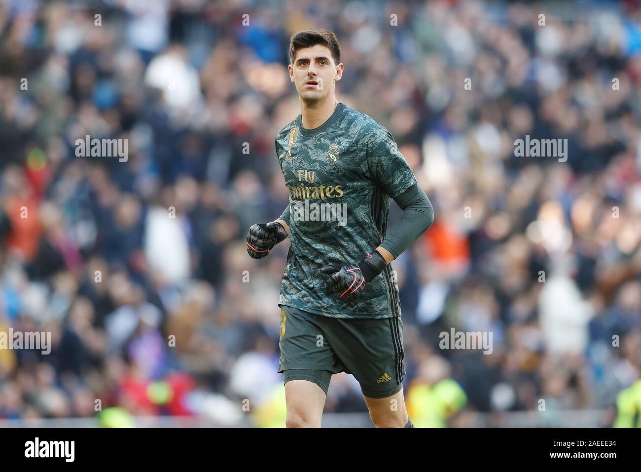 Madrid, Spagna. Il 7 dicembre, 2019. Thibaut Courtois (reale) Calcio/Calcetto : spagnolo "La Liga Santander' match tra il Real Madrid CF 2-0 RCD Espanyol al Santiago Bernabeu di Madrid in Spagna . Credito: Mutsu Kawamori/AFLO/Alamy Live News Foto Stock