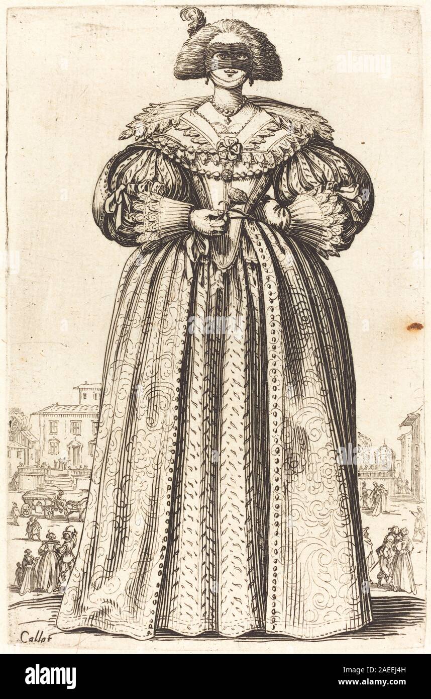 Jacques Callot, mascherato nobile donna, c 1620-1623 mascherata nobile donna; c. 1620/1623 Foto Stock
