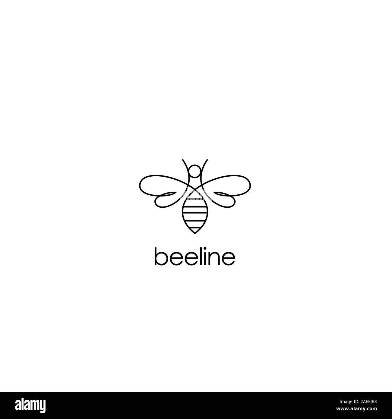 Line Art Bee logo design ispirazione Illustrazione Vettoriale