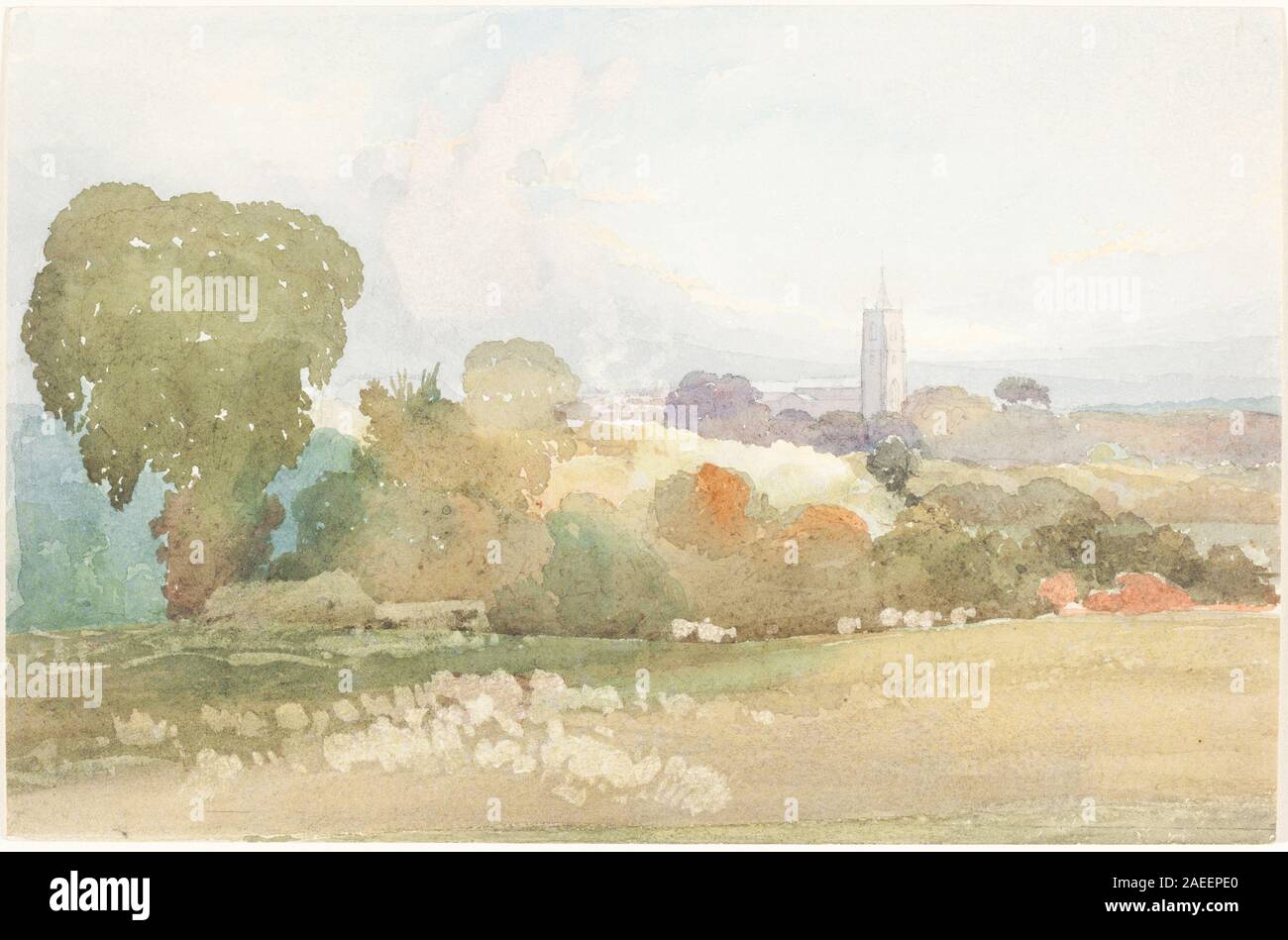 James Bulwer, paesaggio con campanile, 1828 Paesaggio con campanile; 1828data Foto Stock