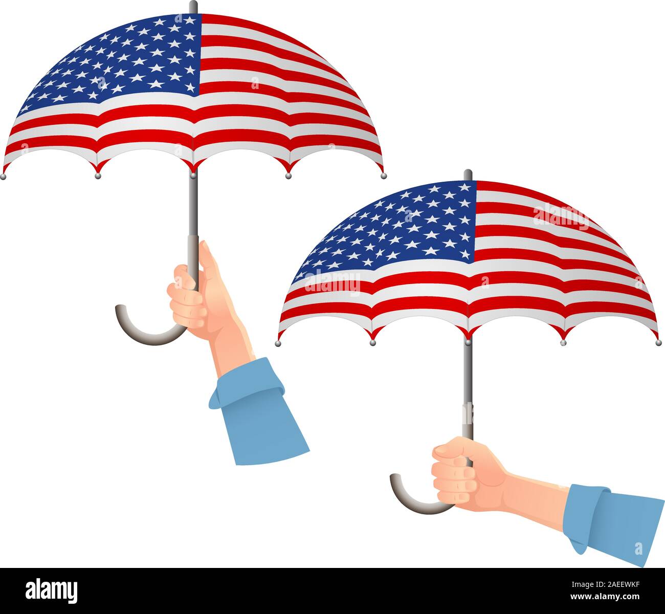 Stati Uniti d'America bandiera ombrello. La sicurezza sociale concetto. Bandiera nazionale degli Stati Uniti d'America illustrazione vettoriale Illustrazione Vettoriale