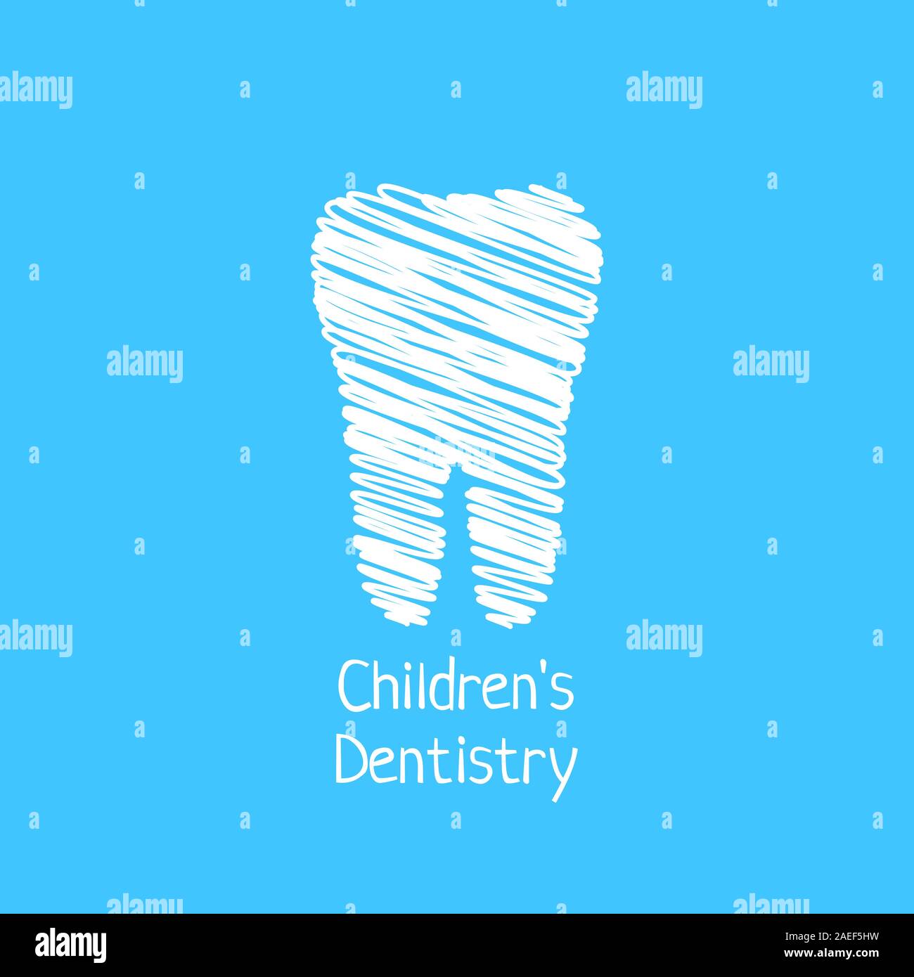 Bambini odontoiatria con dente di Scribble Illustrazione Vettoriale