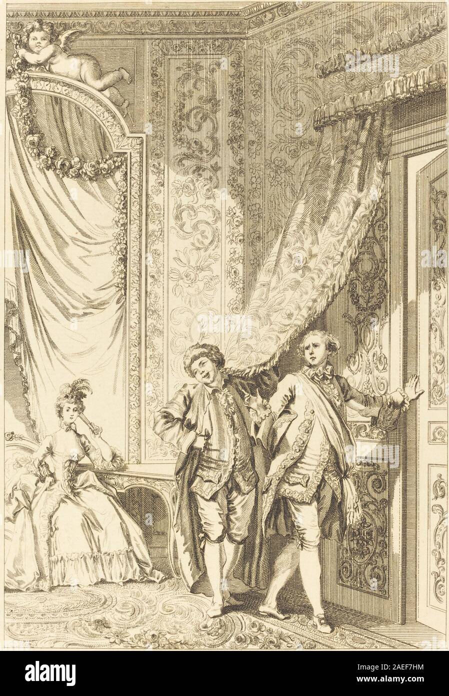 Le Magnifique raffigura una figura maschile in costume teatrale, enfatizzando postura, gesto, espressione e convenzioni di incisione rococò francese del XVIII secolo. Foto Stock