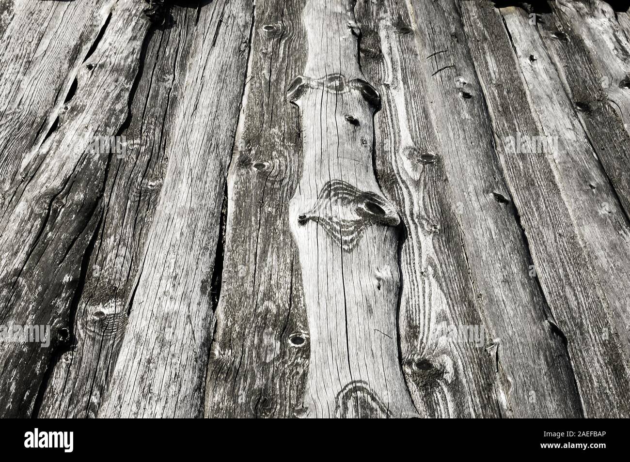 Texture di legno, sfondi di legno. Nodose, vintage delle tavole da vecchi fienili Foto Stock