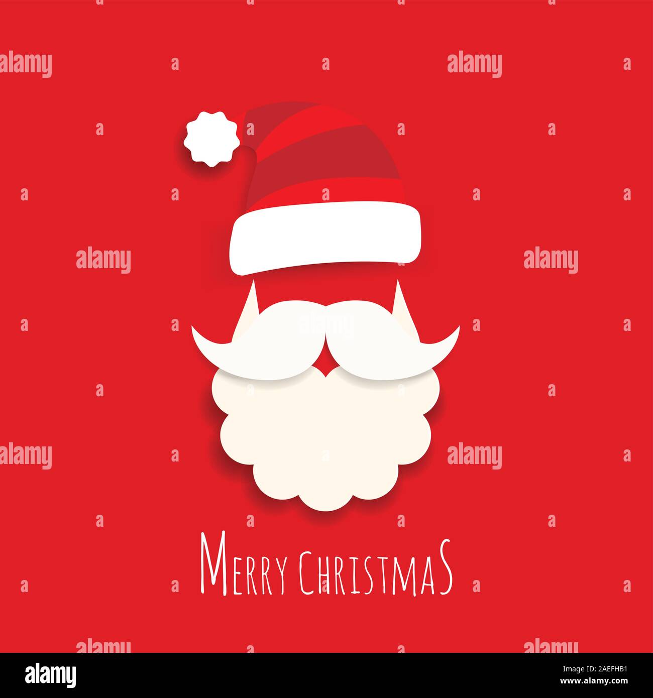 Vector carino Babbo Natale cartone animato con testo Buon Natale su sfondo rosso per Natale sfondo Illustrazione Vettoriale