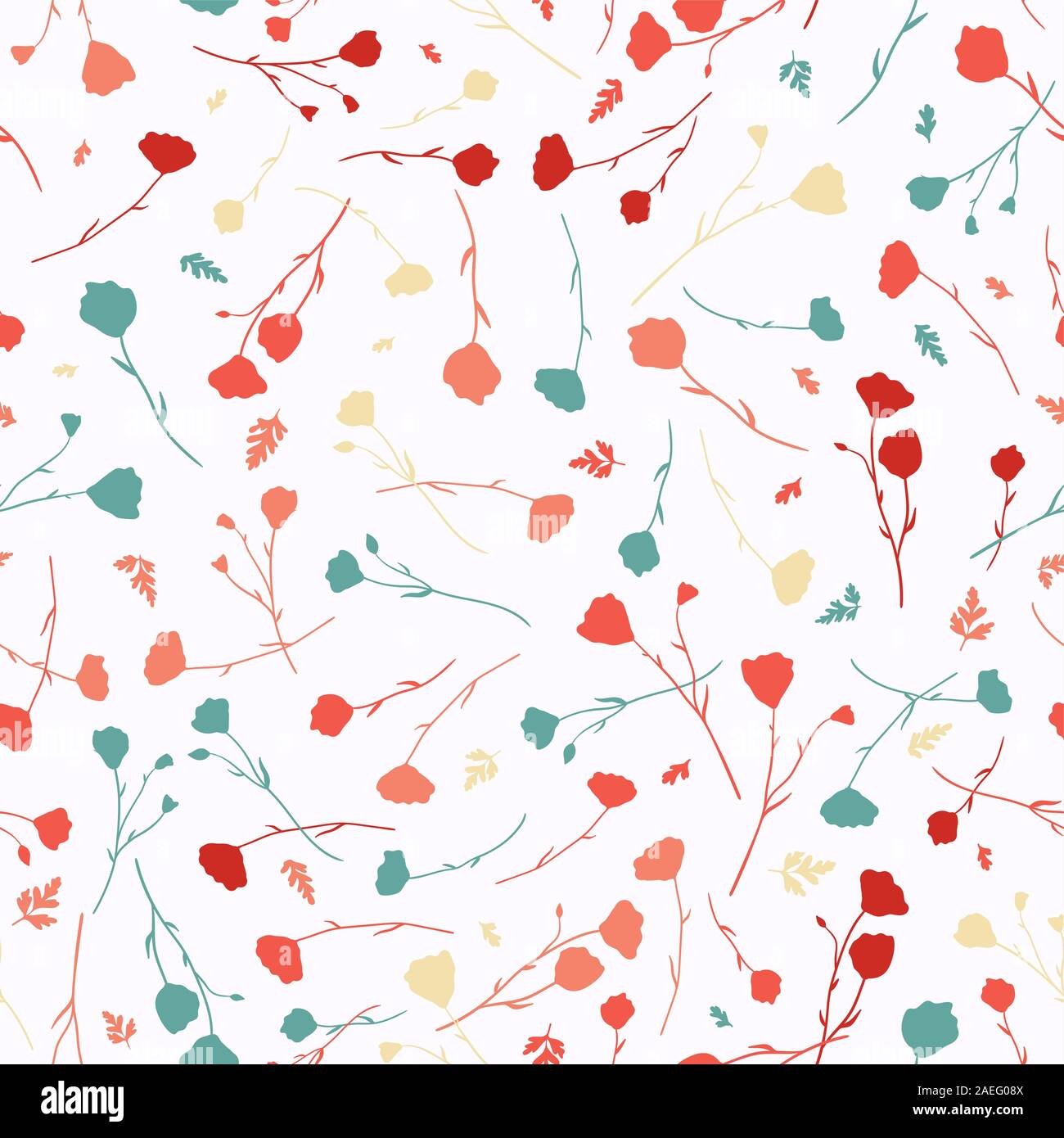 Bella disegnati a mano doodle fiori seamless pattern, sfondo floreale, ottimo per i prodotti tessili, banner, confezionamento - disegno vettoriale Foto Stock