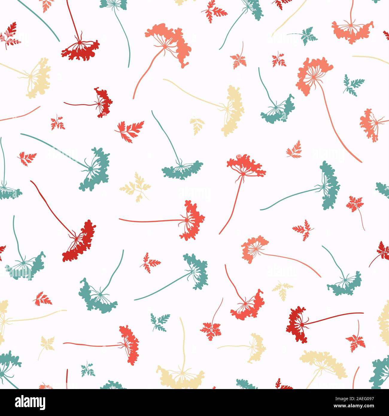 Bella disegnati a mano doodle fiori seamless pattern, sfondo floreale, ottimo per i prodotti tessili, banner, confezionamento - disegno vettoriale Foto Stock