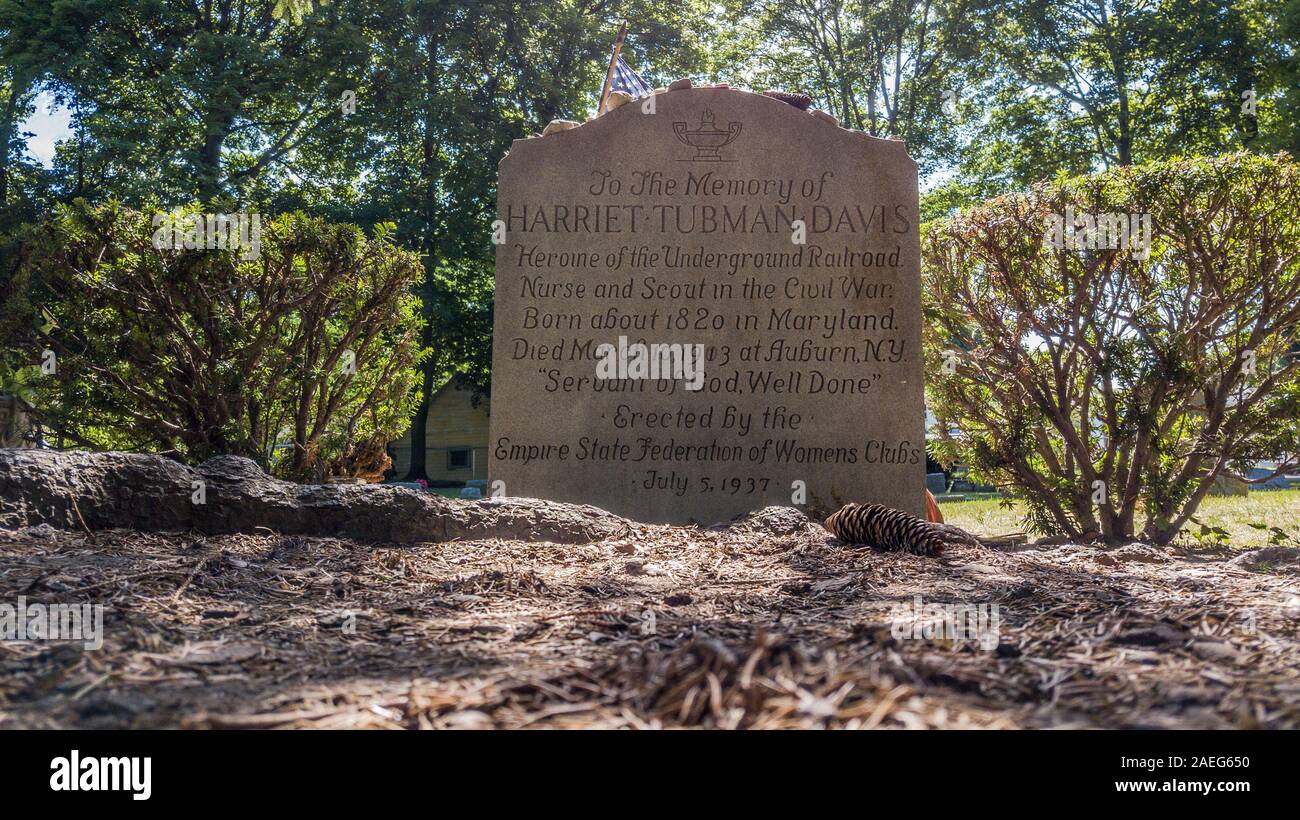 Harriet Tubman grave, Fort Hill Cimitero, Auburn, NY, STATI UNITI D'AMERICA Foto Stock