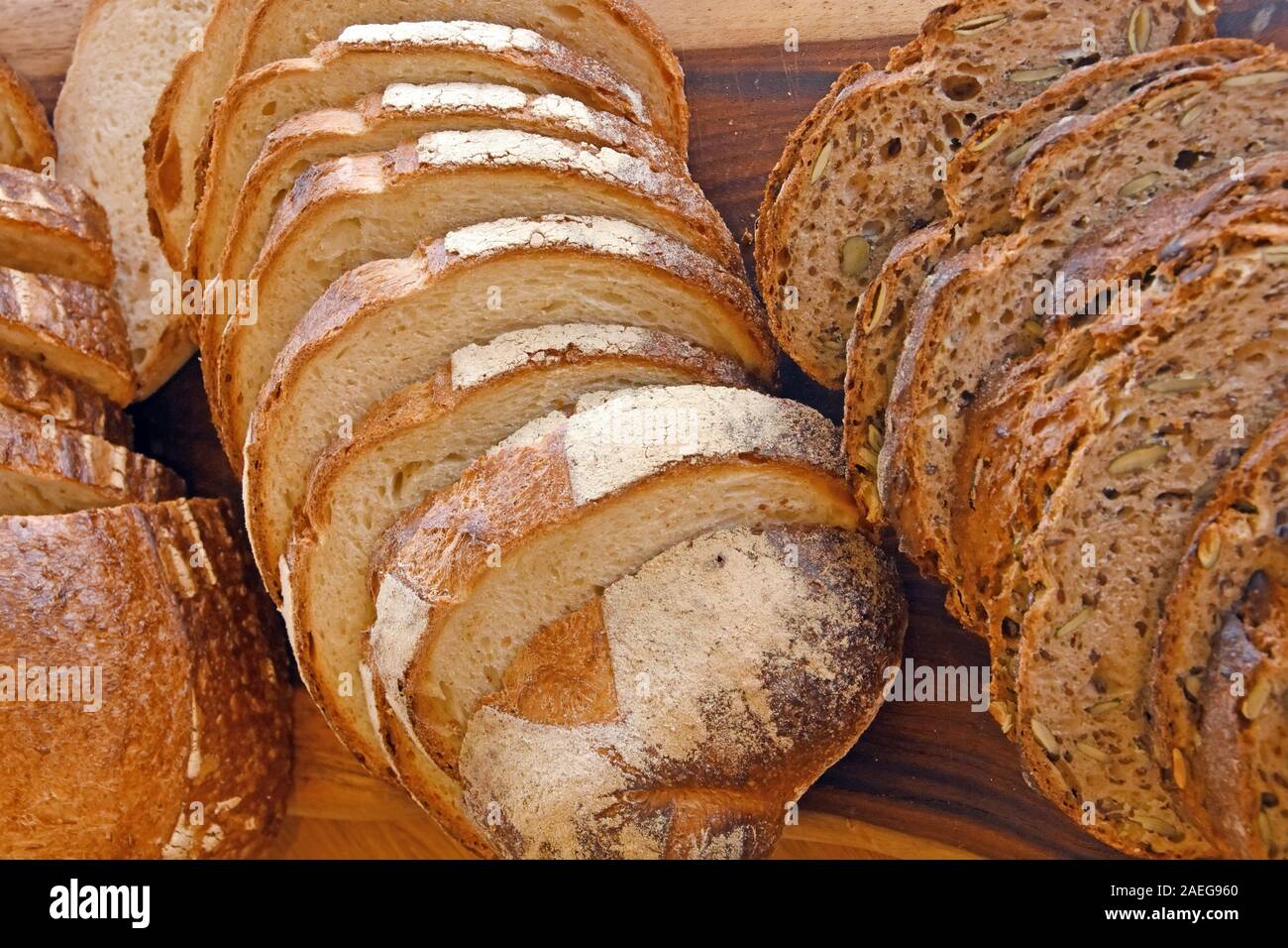 Varietà di pane a fette Foto Stock