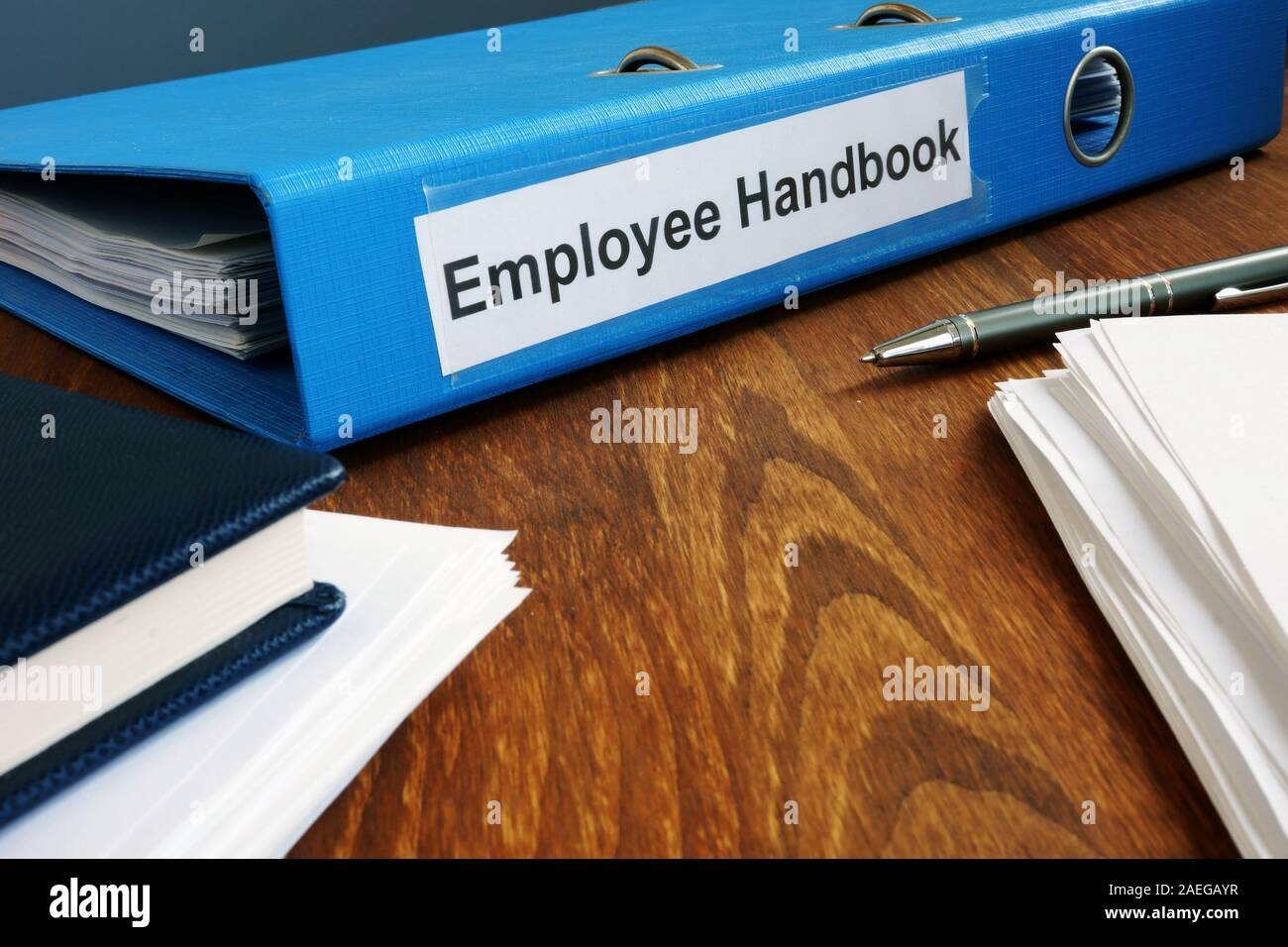 Dipendente Handbook manuale nella cartella Documenti e. Foto Stock