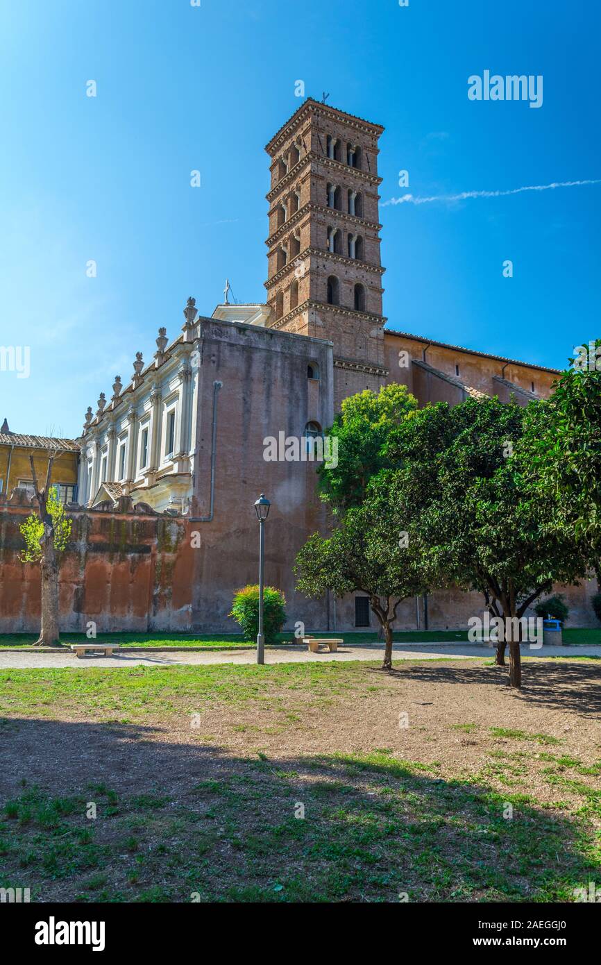 Roma, Italia - Ott 03, 2018: vista della Basilica dei Santi Bonifacio e Alessio in Roma Foto Stock