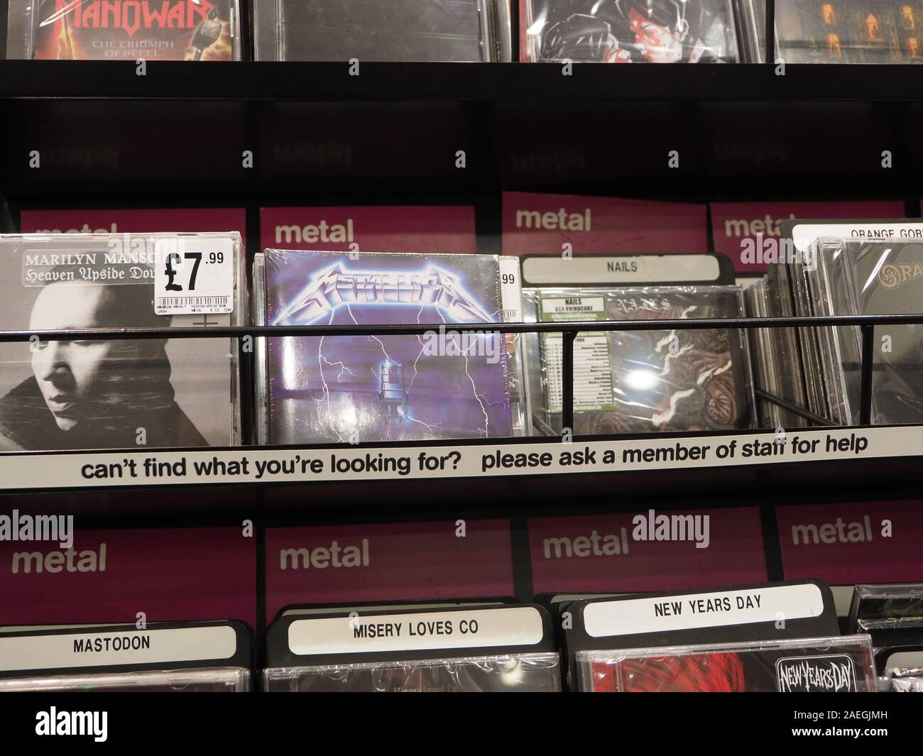 Cd in vendita in HMV Foto Stock