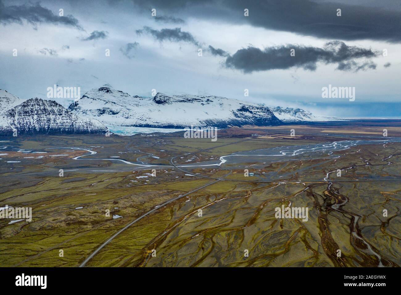 Skaftafellsjokull ghiacciaio Vatnajokull National Park, Islanda. Patrimonio Mondiale dell Unesco Foto Stock