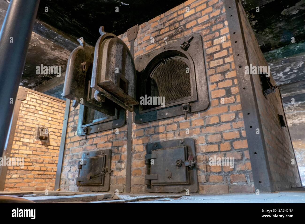 Crematorio I di Auschwitz I Campo di concentramento in Polonia - Konzentrationslager Auschwitz. Un ex esercito polacco caserma è stato convertito per tenere il polacco Foto Stock