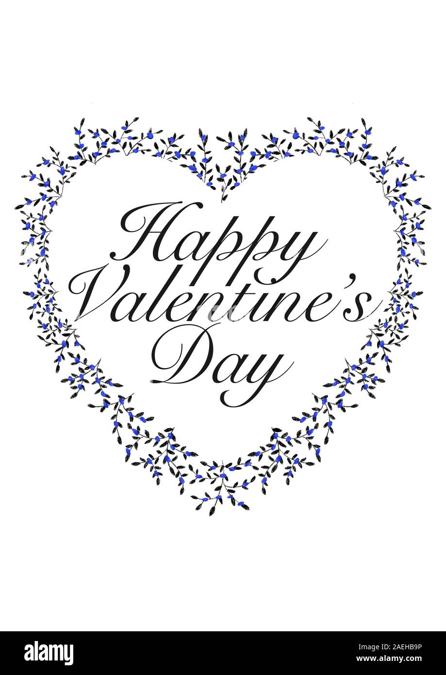 Buon San Valentino nel cuore corona sagomata su uno sfondo bianco. Fiori ramoscello. Fatto a mano carta. Foto Stock