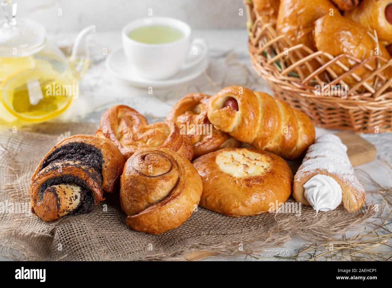 Un assortimento di prodotti da forno. Foto Stock