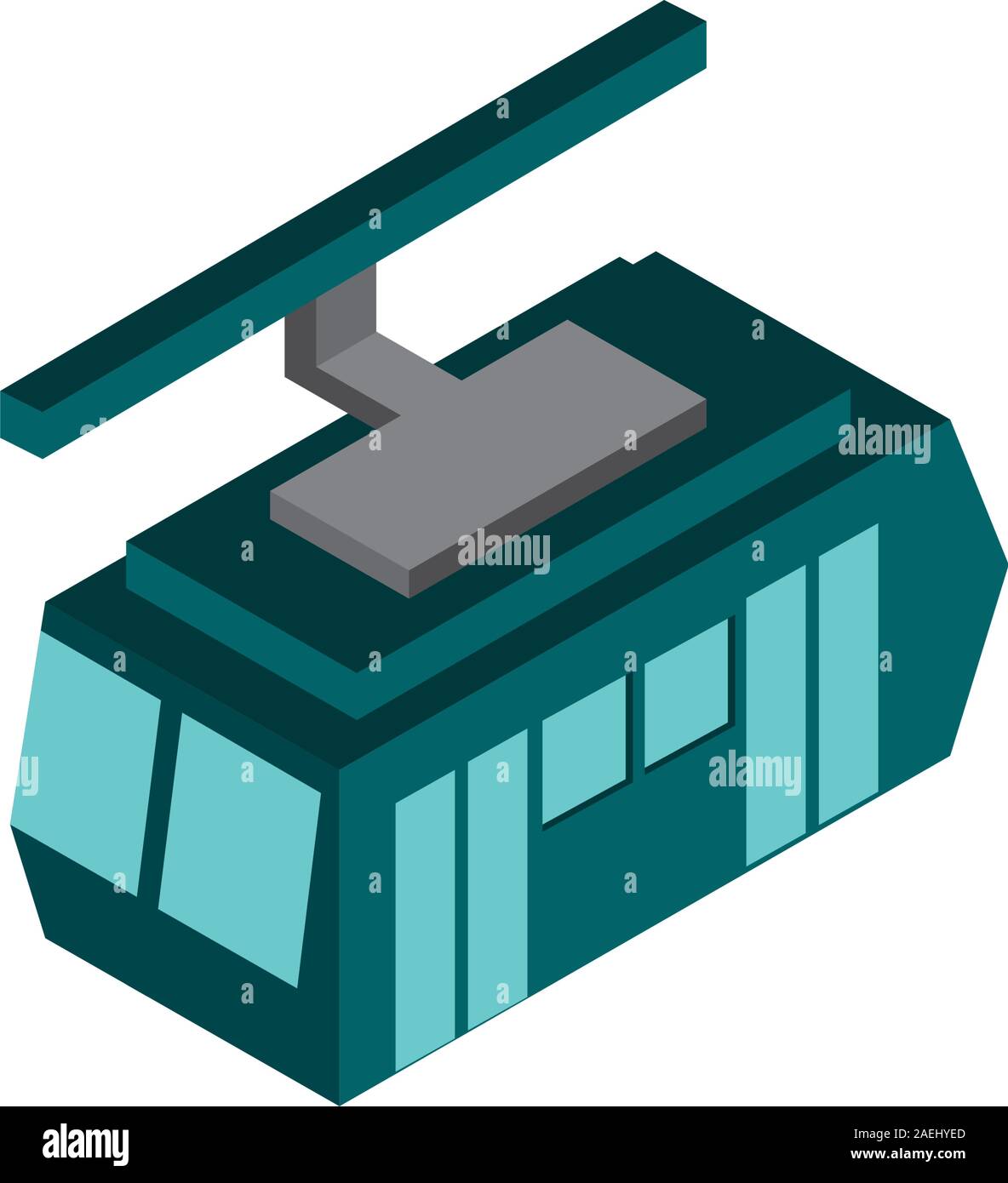 Funivia trasporto veicolo icona isometrica illustrazione vettoriale Illustrazione Vettoriale