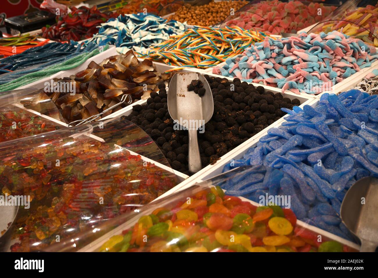 Gelatine di frutta caramelle gelatine in un mercato di Natale Foto Stock