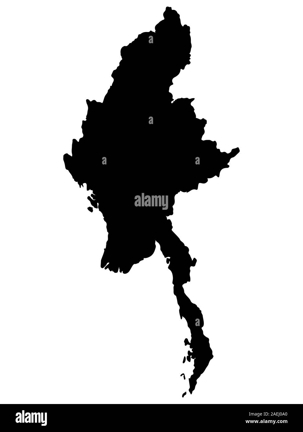Myanmar mappa silhouette illustrazione vettoriale EPS 10. Illustrazione Vettoriale