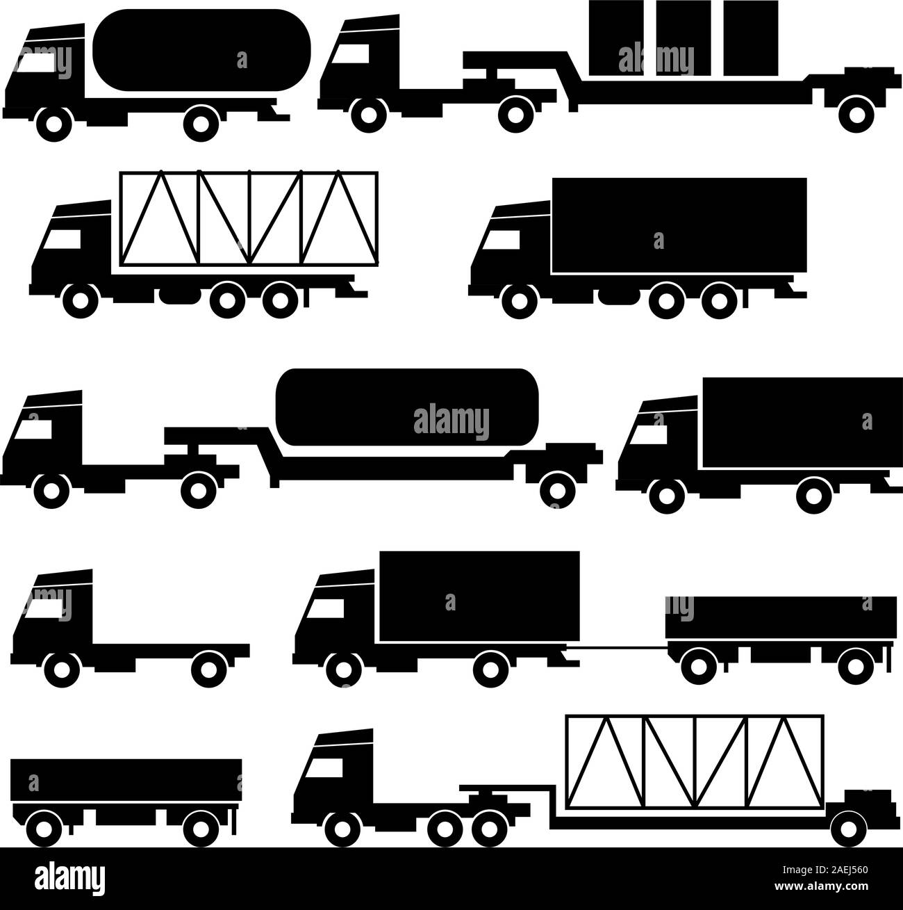 Set di icone vettoriali - trasporto dei simboli. Nero su bianco. Illustrazione Vettoriale. Illustrazione Vettoriale